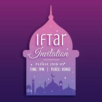 iftar fest inbjudan bakgrund med moské silhuett vektor