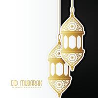 genial eid Mubarak Design mit hängend Lampen vektor