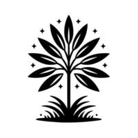 svart och vit silhuett av en abstrakt växt som en symbol för natur vektor