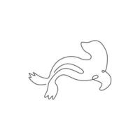 eine einzige Strichzeichnung eines entzückenden Seelöwen für die Logoidentität des Wasserparks. Süßes Kreatur Säugetier Tier Maskottchen Konzept für Zirkusshow. trendige durchgehende linie zeichnen design vektorgrafik illustration vektor