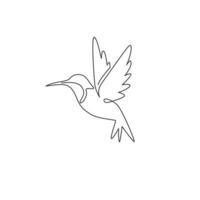 enda kontinuerlig linjeteckning av bedårande kolibri för företagslogotyp. liten skönhet fågel maskot koncept för bevarande nationalpark. en rad vektor rita design illustration