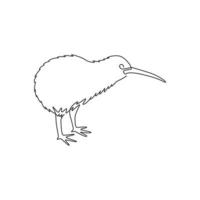 eine durchgehende Strichzeichnung des kleinen Kiwivogels für die Identität des Stadtzoos. Kiwi-Maskottchenkonzept für typisches neuseeländisches Tier. dynamische einzeilig zeichnende Grafikvektor-Designillustration vektor