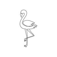 eine durchgehende Strichzeichnung des Schönheitsflamingos für den Stadttierzoo. Flamingo-Maskottchen-Konzept für den Vogelschutzpark. moderne einzeilige Vektor-Draw-Design-Grafikillustration vektor