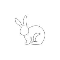en enda linjeritning av söt stående kanin för varumärkesföretagets logotypidentitet. bedårande kanin djur maskot koncept för avel gård ikon. kontinuerlig linje rita design grafisk vektorillustration vektor