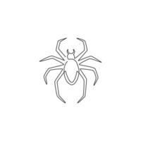 en kontinuerlig linjeteckning av spindel som sprider de långa benen för företagslogotyp. söt insekt djur koncept för husdjur älskare ikon. moderna en rad rita design grafisk vektorillustration vektor