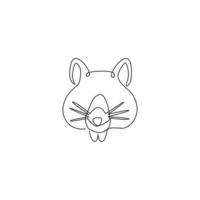 en kontinuerlig linjeteckning av bedårande hamsterhuvud för logotypidentitet. råtta familjedjur maskot koncept för hamster gård ikon. moderna en rad rita design vektorillustration vektor