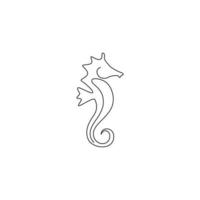eine durchgehende Strichzeichnung eines entzückenden Seepferdchens für die Logoidentität. kleines Seeungeheuer-Maskottchen-Konzept für das Symbol der Meereswelt. moderne Single-Line-Draw-Design-Vektor-Illustration vektor