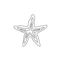 Eine einzige Strichzeichnung des Schönheitsseesterns für die Logoidentität. Seestern-Maskottchen-Konzept für Asteroidea-Tiersymbol. moderne durchgehende Linie zeichnen Design-Vektor-Illustration vektor