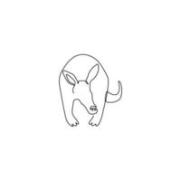 eine durchgehende Strichzeichnung eines süßen Erdferkels für die Identität des Firmenlogos. nächtliches Säugetier-Maskottchen-Konzept für Safari-Nachtpark-Symbol. moderne einzeilig zeichnende Design-Grafik-Vektor-Illustration vektor