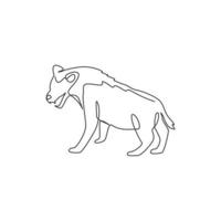 einzelne durchgehende Strichzeichnung einer wilden Hyäne für die Identität des Firmenlogos. Fleischfresser-Tier-Maskottchen-Konzept für Safari-Park-Symbol. moderne eine linie zeichnen design vektorgrafik illustration vektor