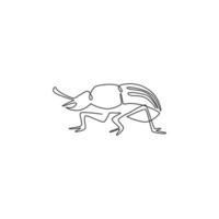 eine durchgehende Strichzeichnung eines süßen Käfers für die Identität des Firmenlogos. kleines Insektenmaskottchenkonzept für das Symbol des öffentlichen Gartens. moderne einzeilig zeichnende Design-Vektorgrafikillustration vektor