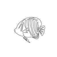 enda kontinuerlig linjeteckning av bedårande kunglig angelfish för företagets logotypidentitet. exotisk ängel fisk maskot koncept för akvarium show ikon. modern en rad grafisk rita design vektorillustration vektor