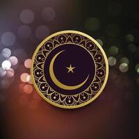 eid mubarak kort med måne och stjärna dekoration vektor