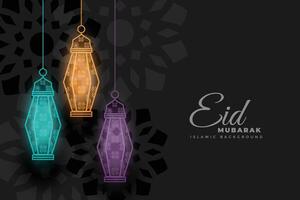 eid Mubarak glühend dekorativ Lampen Hintergrund vektor