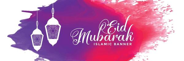 eid Mubarak Aquarell Banner Design vektor