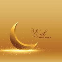 gyllene eid mubarak bakgrund med skinande 3d måne vektor