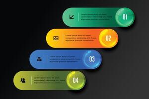 stilvoll vier Schritte Infografik Design im dunkel Thema vektor