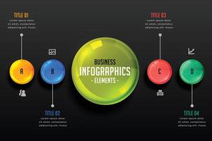 mörk tema infographics steg design mall vektor