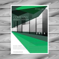 grön broschyr design med abstrakt geometrisk form vektor