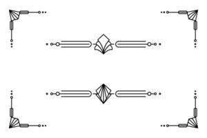 konst deco linje gräns. modern arabicum guld ramar, dekorativ rader gränser och geometrisk gyllene märka ram design element vektor