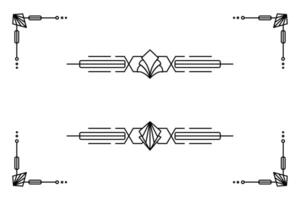 konst deco linje gräns. modern arabicum guld ramar, dekorativ rader gränser och geometrisk gyllene märka ram design element vektor