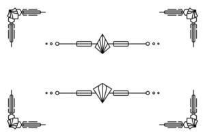 konst deco linje gräns. modern arabicum guld ramar, dekorativ rader gränser och geometrisk gyllene märka ram design element vektor