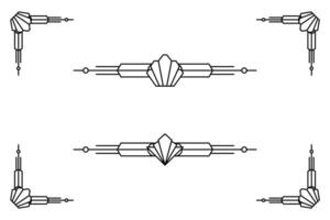 konst deco linje gräns. modern arabicum guld ramar, dekorativ rader gränser och geometrisk gyllene märka ram design element vektor