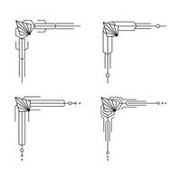 konst deco linje gräns. modern arabicum guld ramar, dekorativ rader gränser och geometrisk gyllene märka ram design element vektor