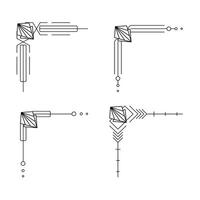 konst deco linje gräns. modern arabicum guld ramar, dekorativ rader gränser och geometrisk gyllene märka ram design element vektor