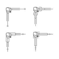 konst deco linje gräns. modern arabicum guld ramar, dekorativ rader gränser och geometrisk gyllene märka ram design element vektor