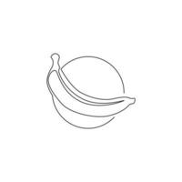 Einzelzeichnung einer ganzen gesunden Bio-Banane für die Logoidentität des Obstgartens. Frisches tropisches Fruchtkonzept für Obstgartenikone. moderne durchgehende Linie zeichnen Design-Grafik-Vektor-Illustration vektor