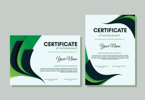 grön certifikat av prestation mall med Vinka abstrakt vektor
