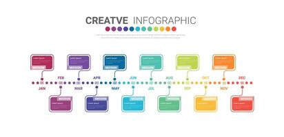 Zeitleiste zum 1 Jahr, 12 Monate, Infografiken alle Monat Planer Design und Präsentation Geschäft vektor