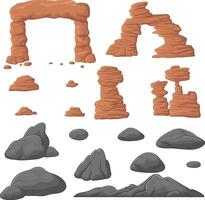 tecknad serie sten och sten samling uppsättning vektor