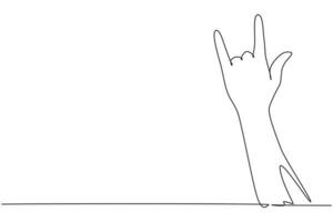 enda kontinuerlig linje ritning rock på gest symbol. heavy metal eller motståndshandgest. icke-verbala tecken eller symboler. hand variation form. en rad rita grafisk design vektorillustration vektor