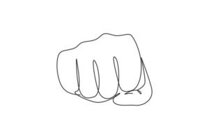 kontinuerlig en rad ritning punch fist hand gest. tecken eller symbol för makt, slag, attack, våld. kommunikation med handgester. ickeverbala tecken. enda rad design vektorgrafisk illustration vektor