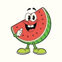 Wassermelone retro funky Karikatur Charakter. vektor