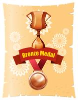 Bronzemedaille und Trophäe auf Plakat vektor