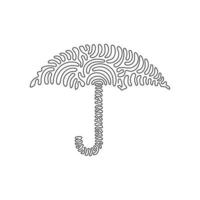 kontinuerlig en rad ritning paraplyikon. sommar eller höst modeaccessoar. höstens väderprognos logotyp. regnskydd säkerhetskoncept. swirl curl stil. enkel rad rita design vektorillustration vektor