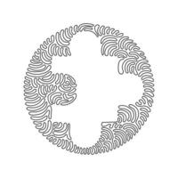 Kontinuierliche eine Linie zeichnen Puzzle flach Symbol. dünne Linie Zeichen Logo. Umrisssymbol für Web oder mobile App. Puzzle-Umriss-Piktogramm. Wirbel-Curl-Kreis-Hintergrund-Stil. Einzeiliger Entwurfsvektor vektor