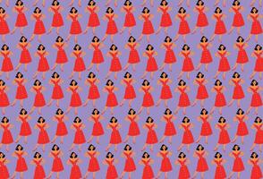utvikningsbrud illustration med röd klänning, mönster, för bakgrunder och texturer vektor