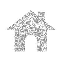 einzelne durchgehende Strichzeichnung schwarzes Einzelhaus-Symbol, einfache Immobilien für App-Anzeigen Web-Banner-Schaltfläche ui ux-Schnittstellenelemente. Wirbel-Curl-Stil. eine linie zeichnen design vektorillustration vektor