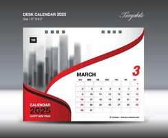 Mars 2025 - kalender 2025 mall , skrivbord kalender 2025 design, vägg kalender mall, planerare, affisch, design professionell kalender , arrangör, inspiration kreativ utskrift vektor