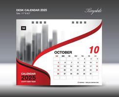 Oktober 2025 - - Kalender 2025 Vorlage , Schreibtisch Kalender 2025 Design, Mauer Kalender Vorlage, Planer, Poster, Design Fachmann Kalender , Veranstalter, Inspiration kreativ Drucken vektor