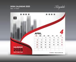 April 2025 - - Kalender 2025 Vorlage , Schreibtisch Kalender 2025 Design, Mauer Kalender Vorlage, Planer, Poster, Design Fachmann Kalender , Veranstalter, Inspiration kreativ Drucken vektor