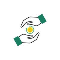 ikon hand innehav mynt pengar tillbaka vektor
