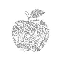 einzelne durchgehende Linie, die ganze gesunde Äpfel organisch für das Obstgartenlogo zeichnet. Frisches tropisches Fruchtkonzept für Obstgartenikone. Wirbel-Curl-Stil. eine linie zeichnen grafikdesign-vektorillustration vektor