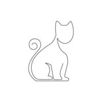 enda kontinuerlig linjeritning av enkel söt kattunge katt ikon. kitty husdjur djur logotyp emblem vektor koncept. modern en rad rita grafisk design illustration