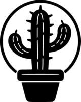 kaktus - svart och vit isolerat ikon - illustration vektor