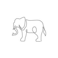 eine durchgehende Strichzeichnung der Logoidentität des großen niedlichen Elefantenunternehmens. Afrikanischer Zoo Tier Symbol Konzept. dynamische einzelne Vektorgrafik-Linien-Draw-Design-Darstellung vektor